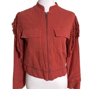 fab'rik Terracotta Fringe Blazer